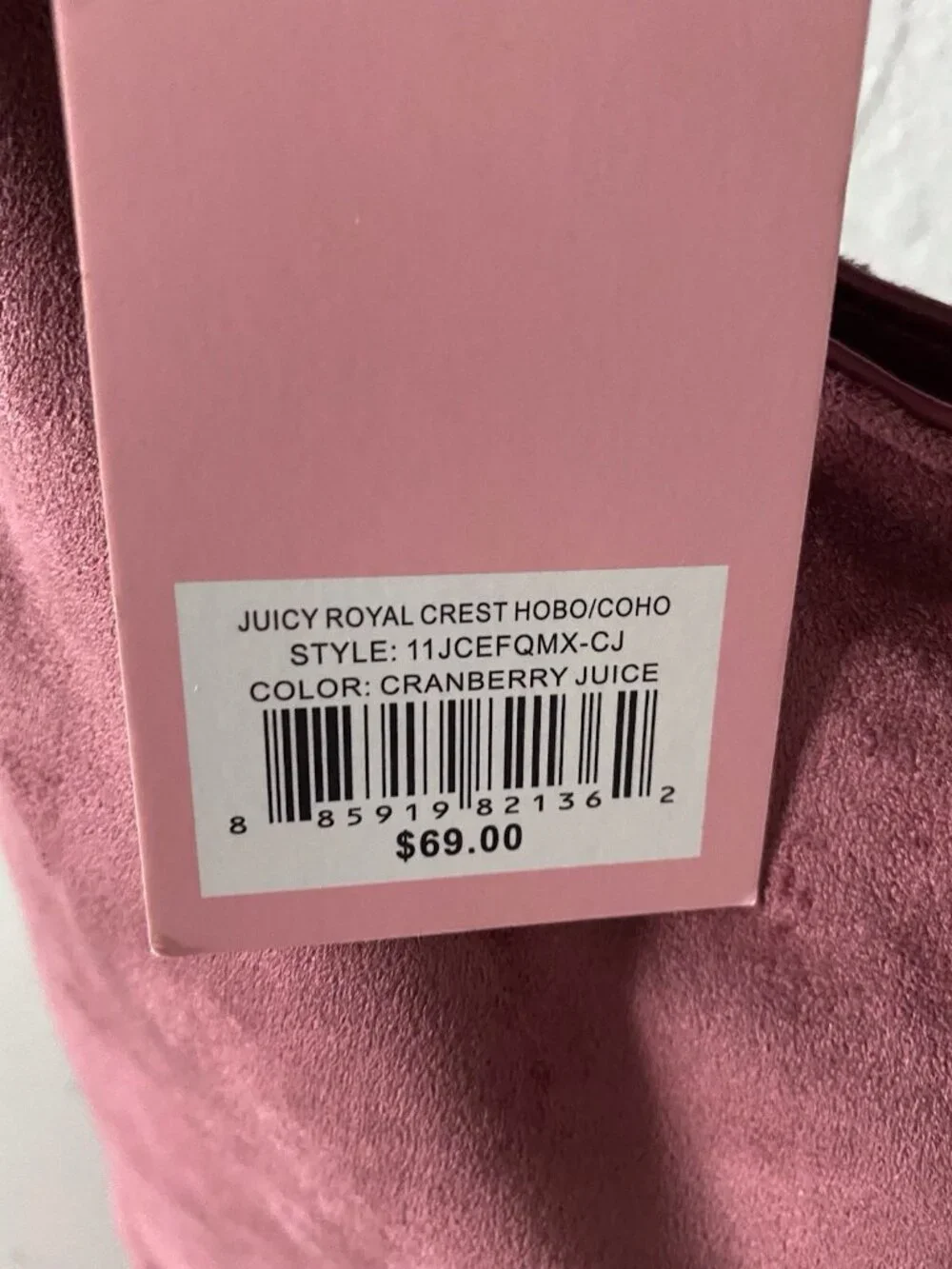 Juicy Couture Juicy Royal Crest Large Hobo Coho Cranberry Juice W/Chain VIRAL